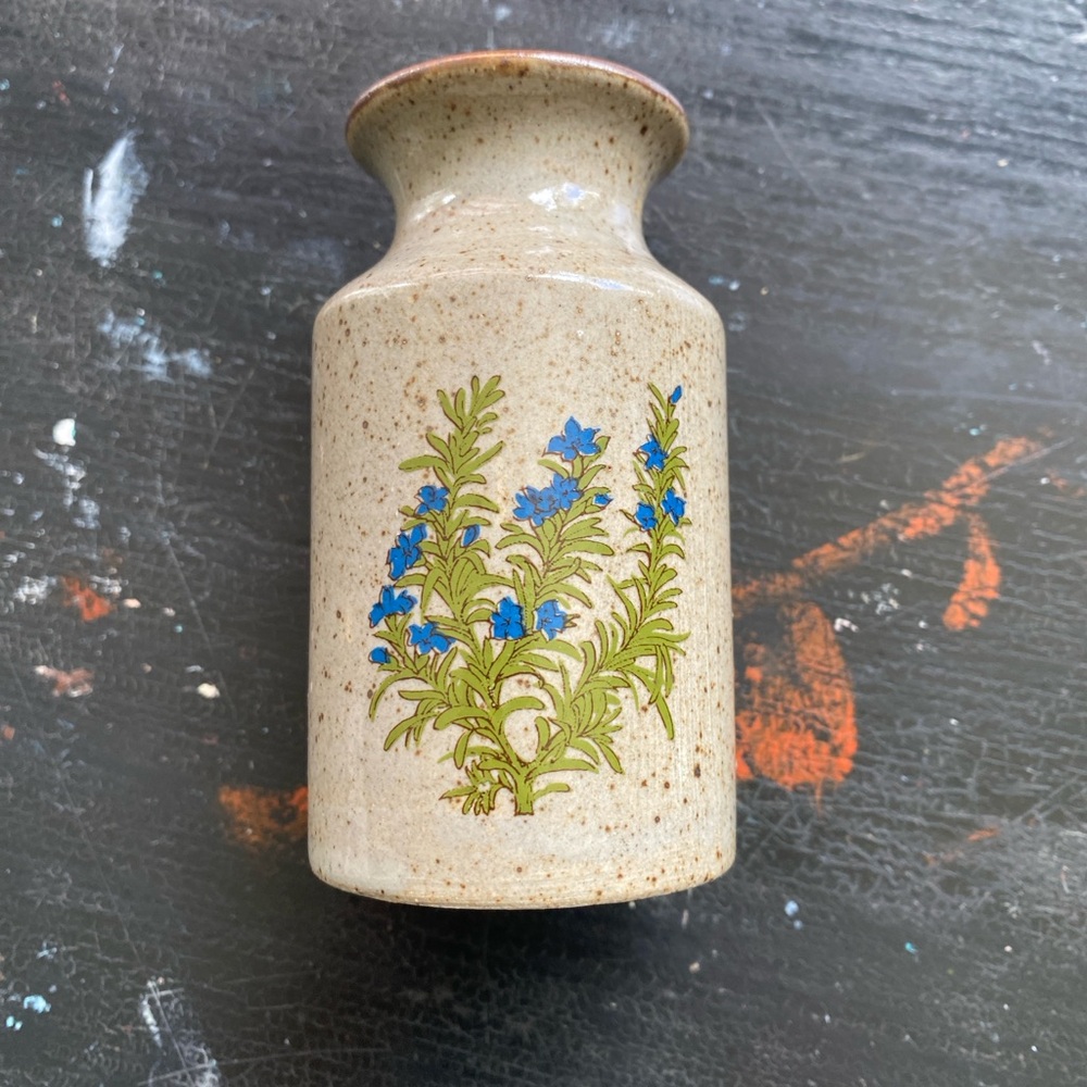 vintage speckled glazed floral flower bud vase
